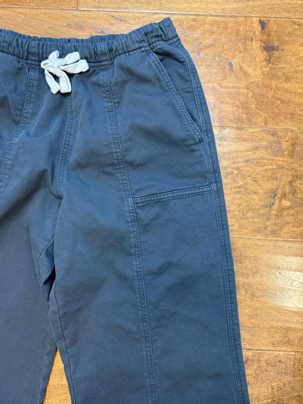 Aerie Canvas Wide Leg Pants Elastic Waist Drawstring Charcoal S